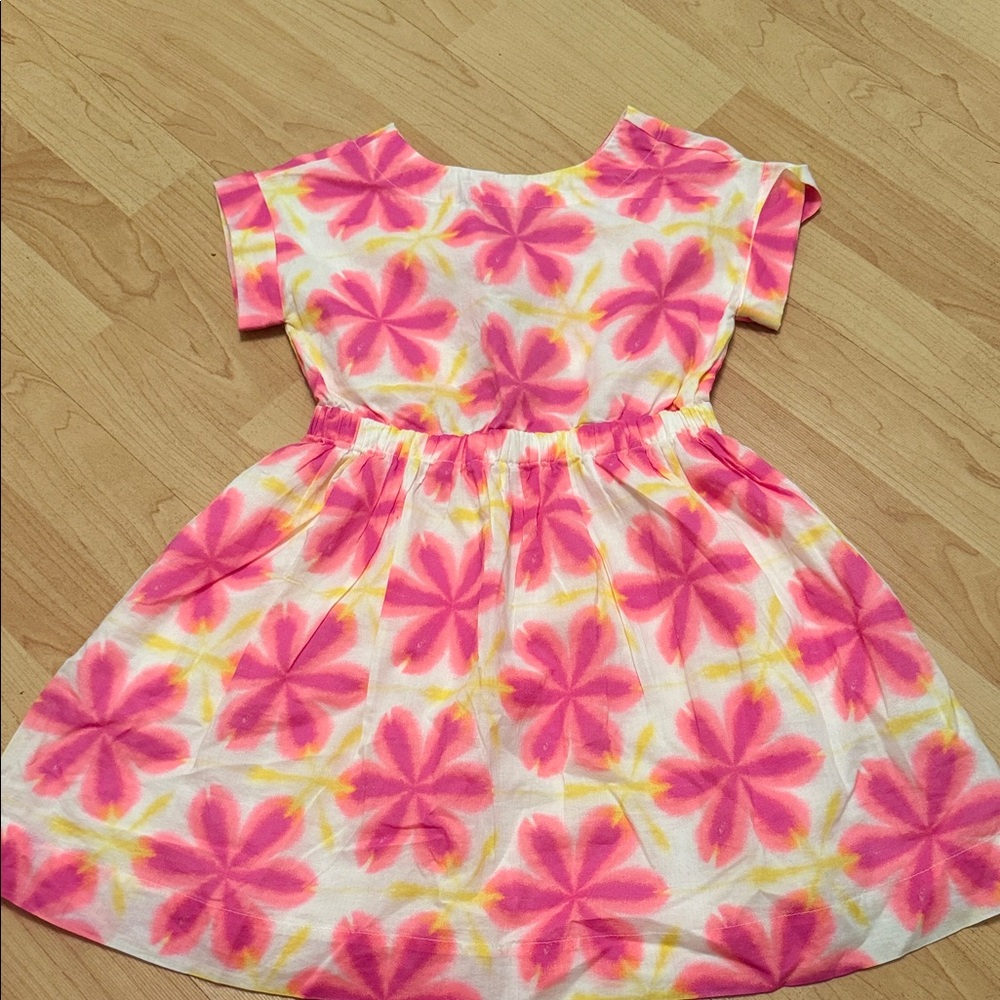 Crewcuts Pink & Yellow Floral Tie-Dye Dress